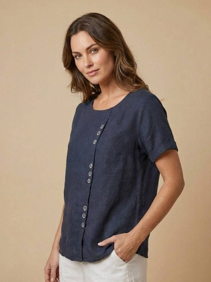 Relaxed Fit Pure Cotton Button-Up T-Shirt