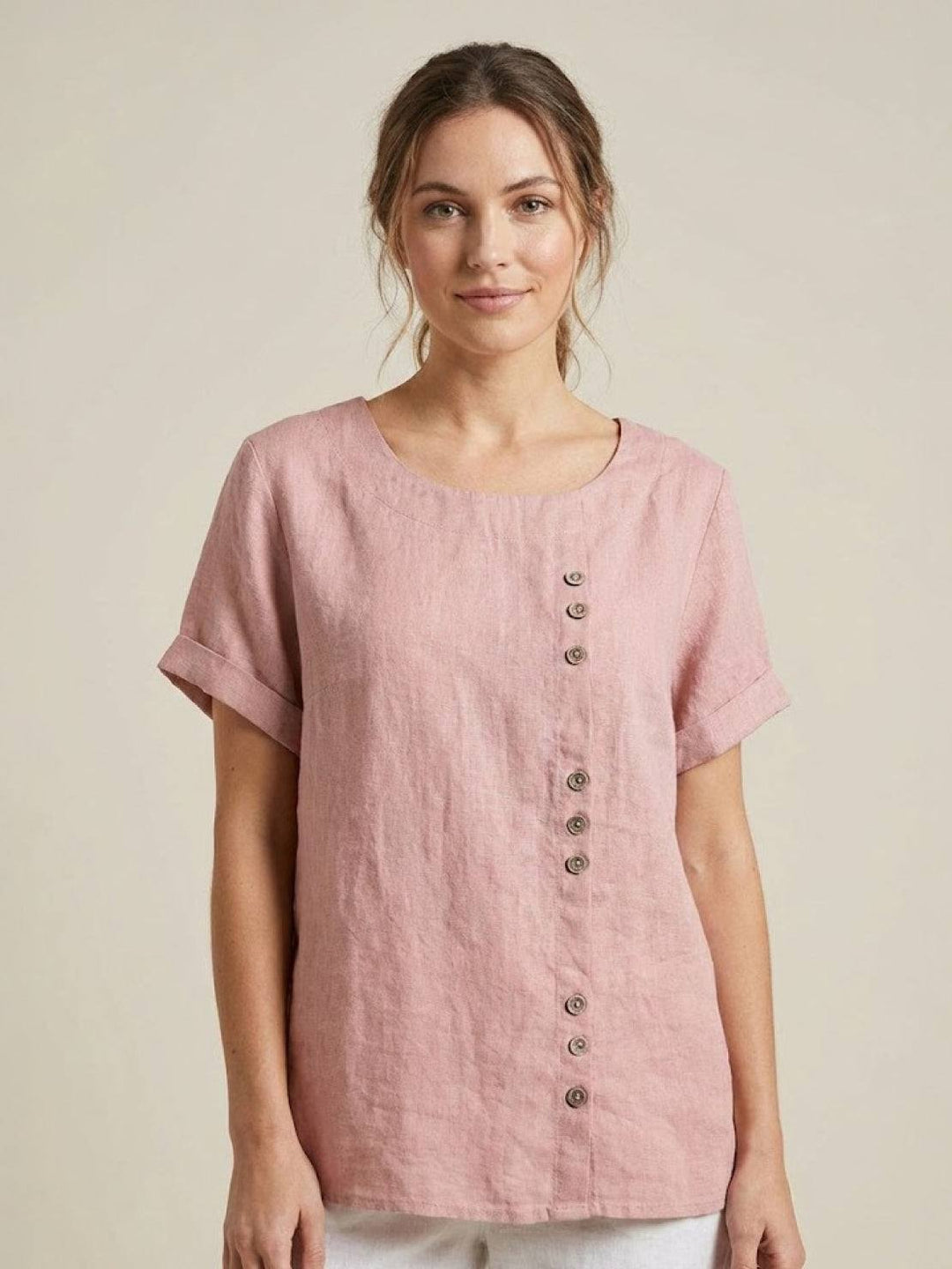 Relaxed Fit Pure Cotton Button-Up T-Shirt