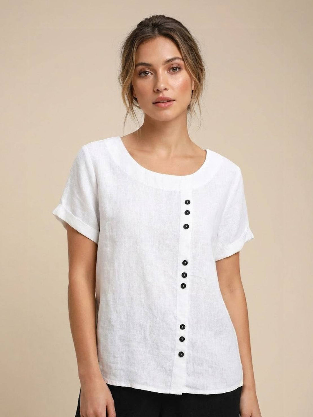 Relaxed Fit Pure Cotton Button-Up T-Shirt