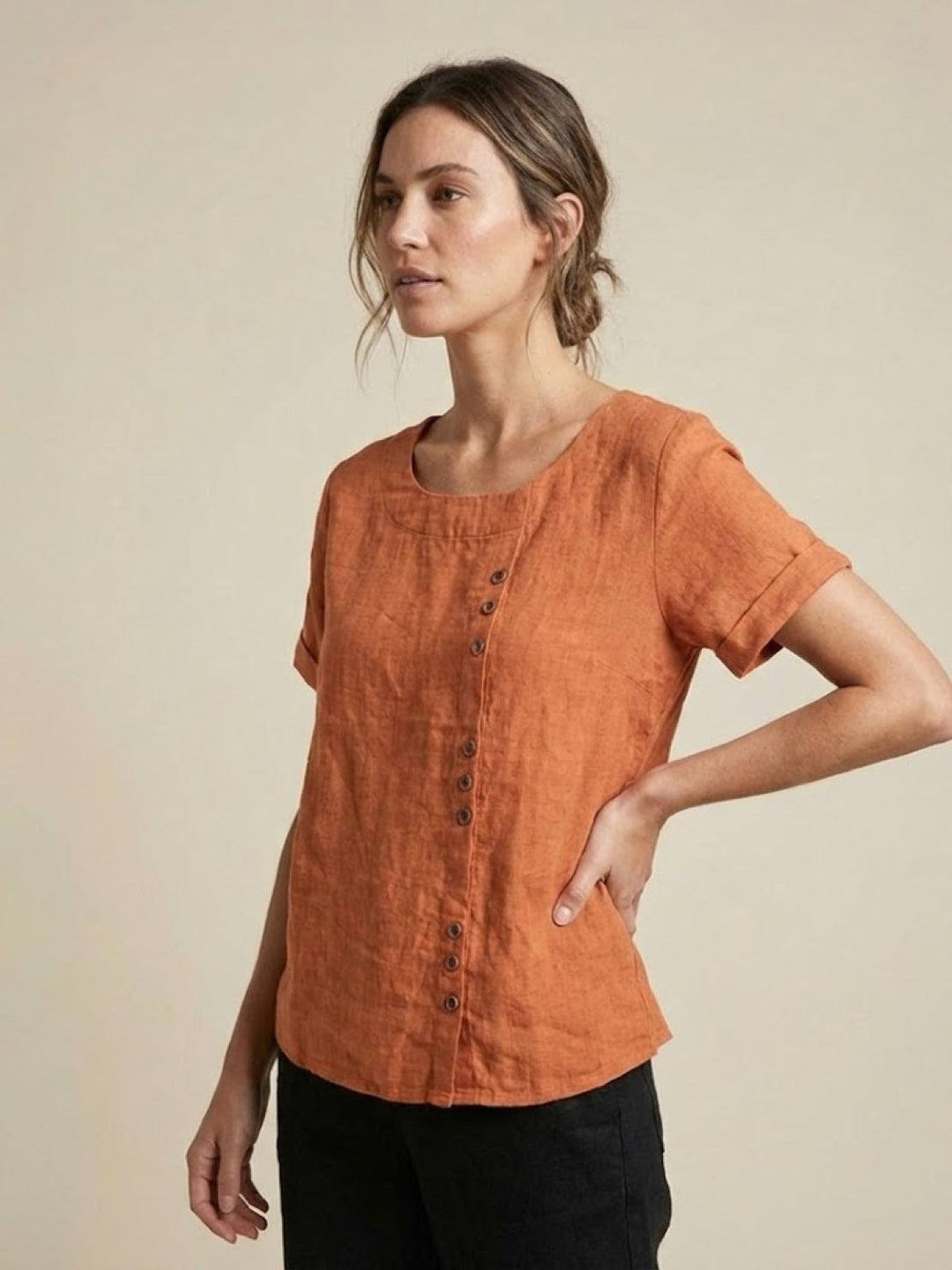 Relaxed Fit Pure Cotton Button-Up T-Shirt