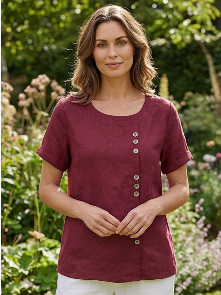 Relaxed Fit Pure Cotton Button-Up T-Shirt
