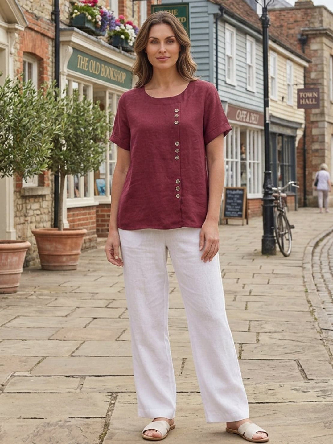 Relaxed Fit Pure Cotton Button-Up T-Shirt