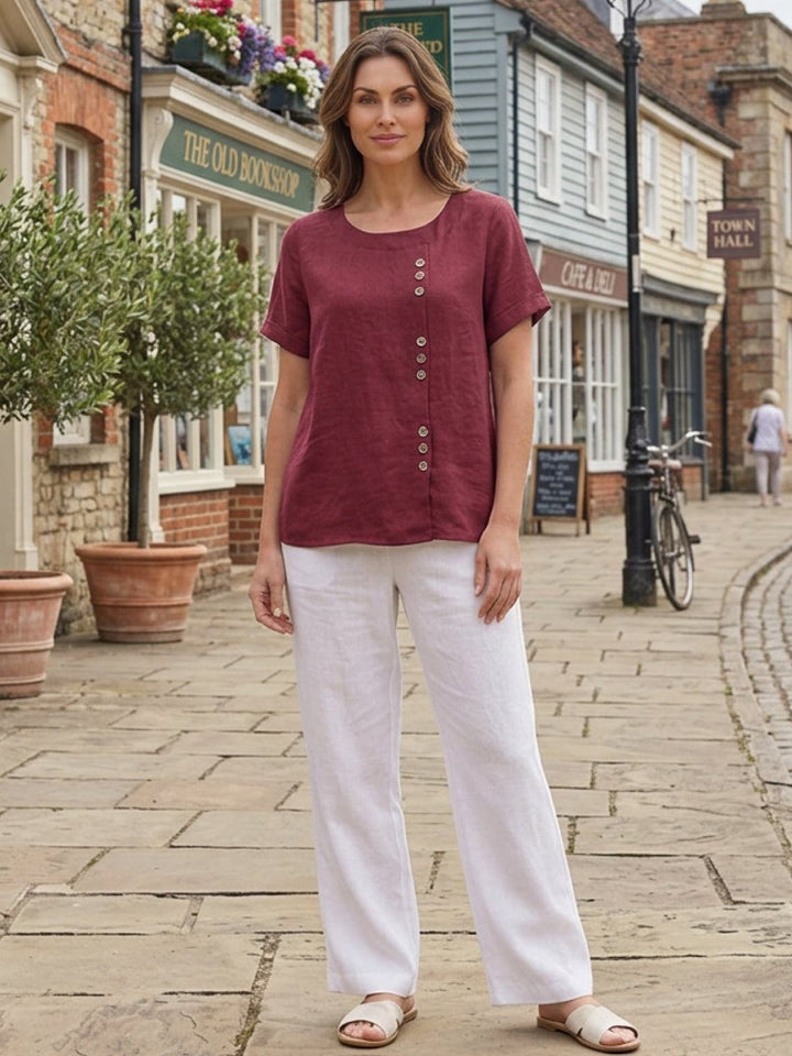 Relaxed Fit Pure Cotton Button-Up T-Shirt