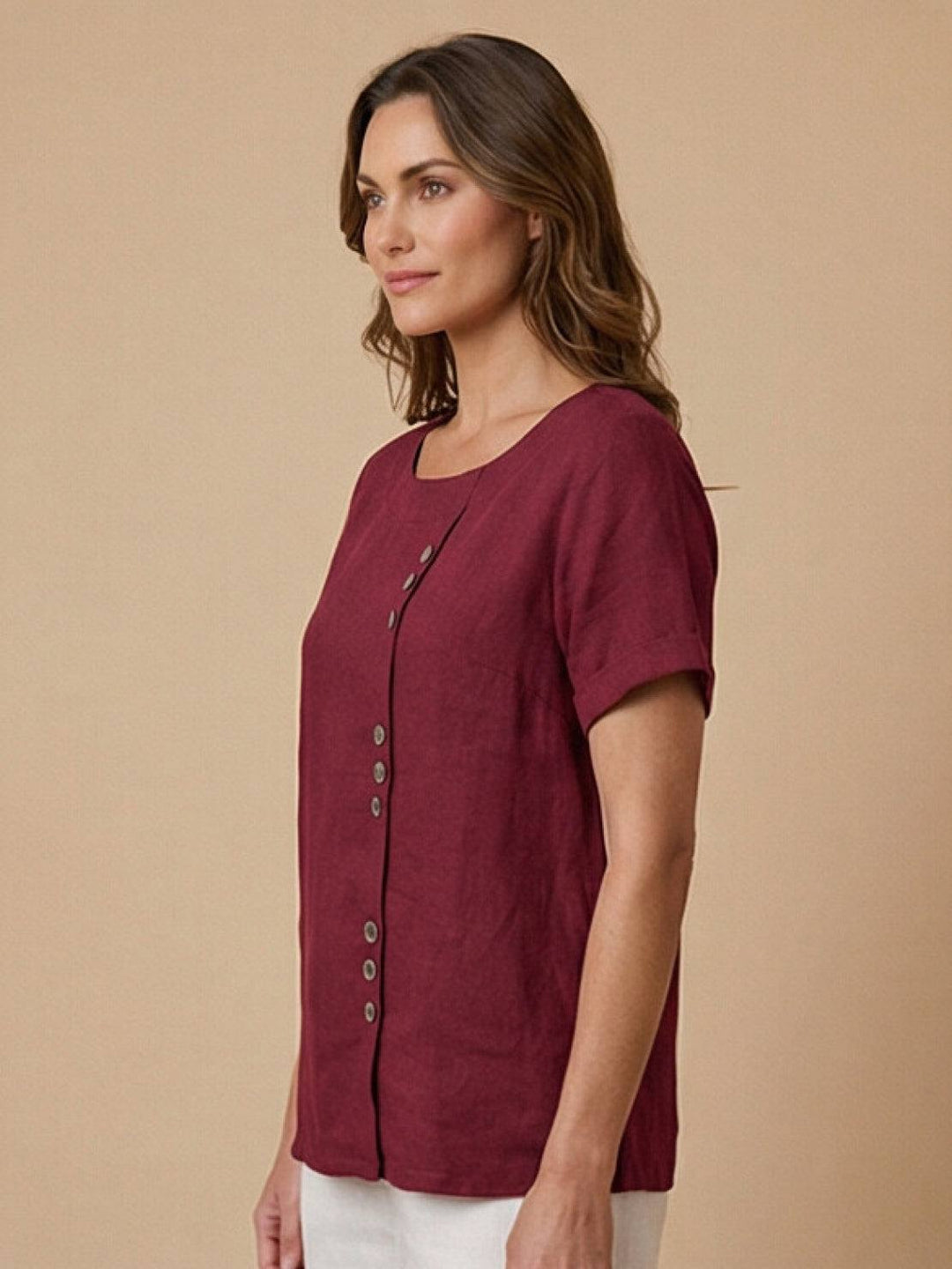 Relaxed Fit Pure Cotton Button-Up T-Shirt