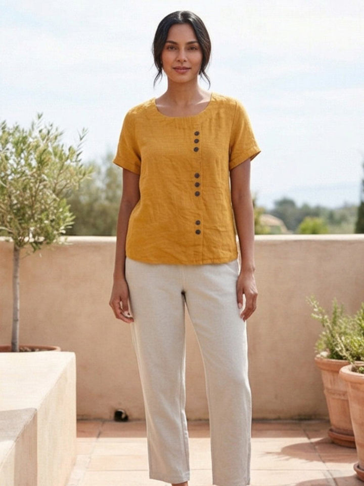 Relaxed Fit Pure Cotton Button-Up T-Shirt