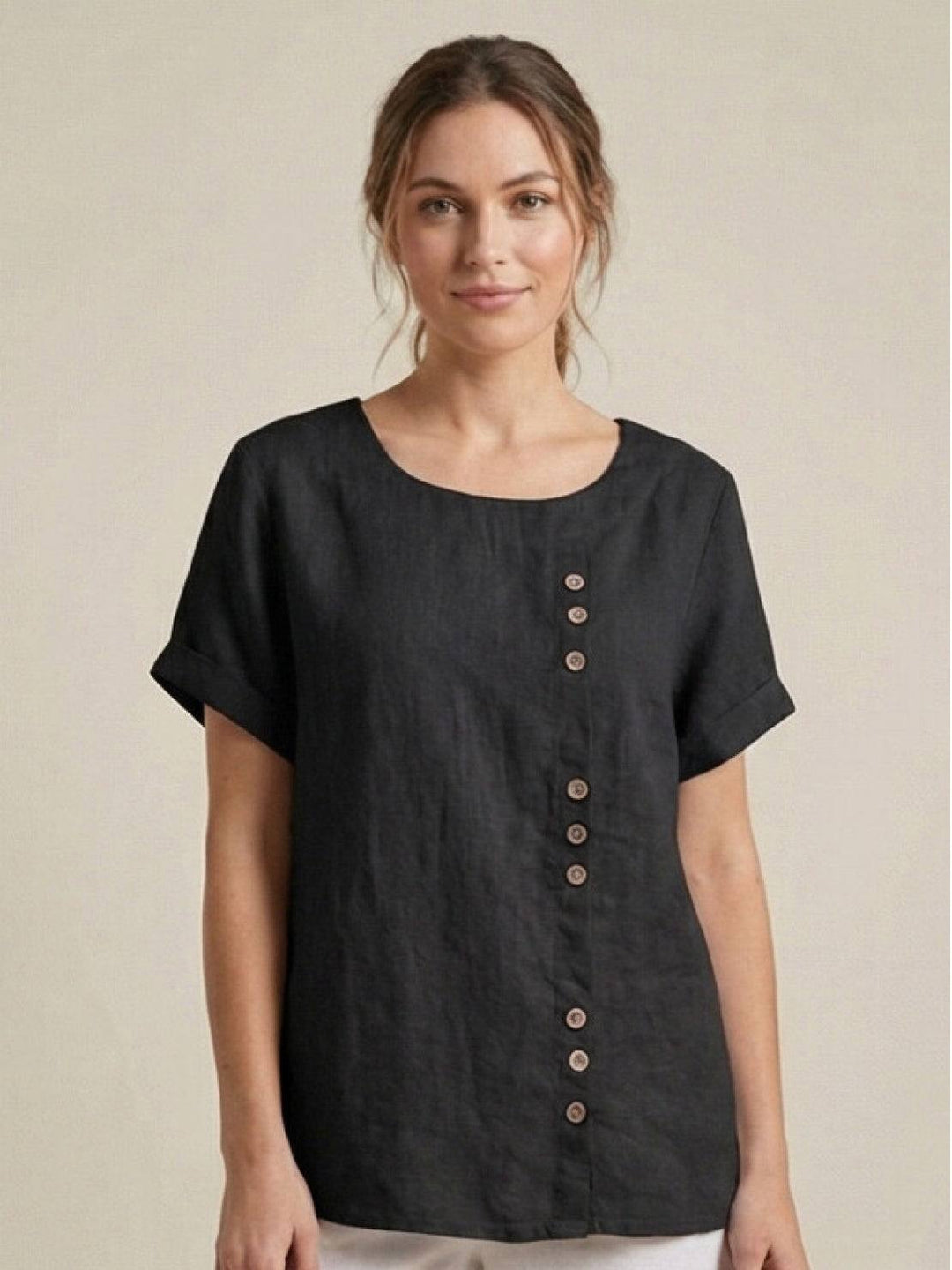Relaxed Fit Pure Cotton Button-Up T-Shirt