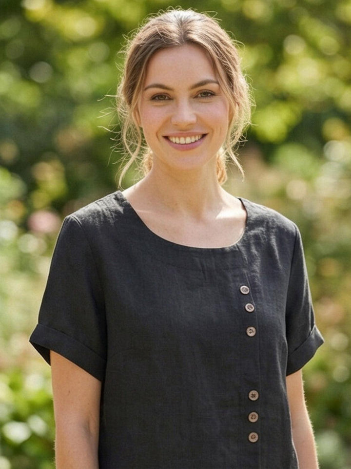 Relaxed Fit Pure Cotton Button-Up T-Shirt