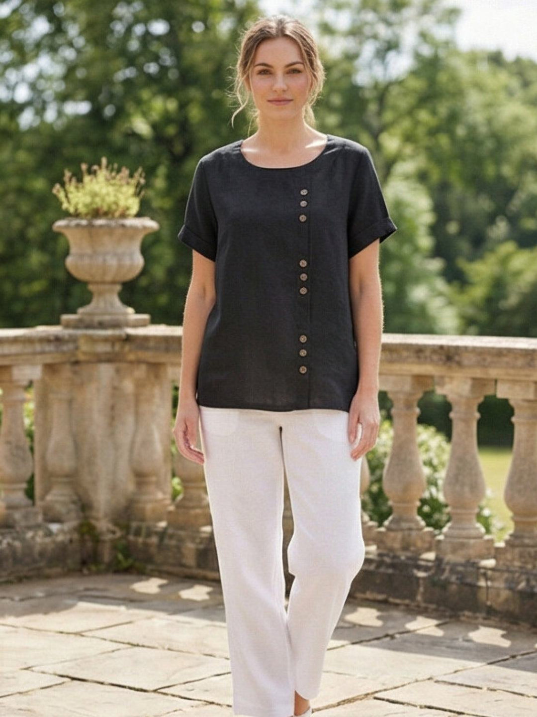 Relaxed Fit Pure Cotton Button-Up T-Shirt
