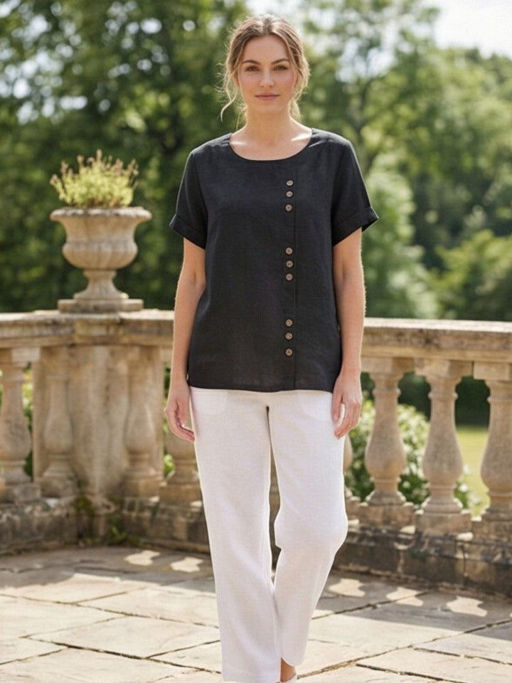 Relaxed Fit Pure Cotton Button-Up T-Shirt