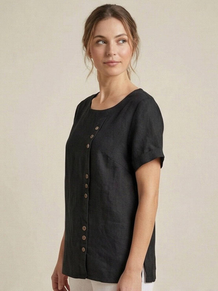 Relaxed Fit Pure Cotton Button-Up T-Shirt