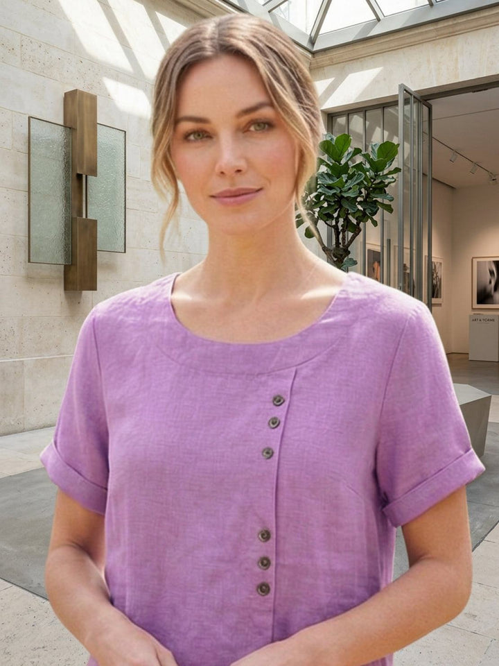Relaxed Fit Pure Cotton Button-Up T-Shirt