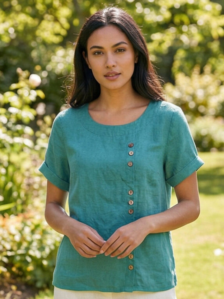 Relaxed Fit Pure Cotton Button-Up T-Shirt