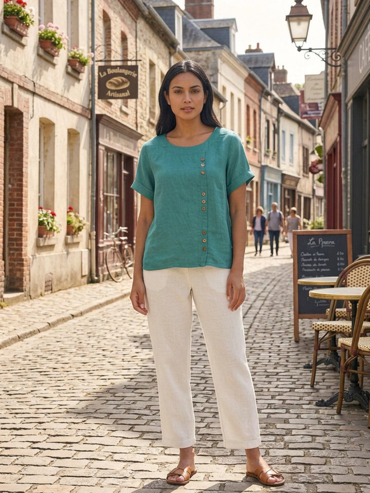 Relaxed Fit Pure Cotton Button-Up T-Shirt