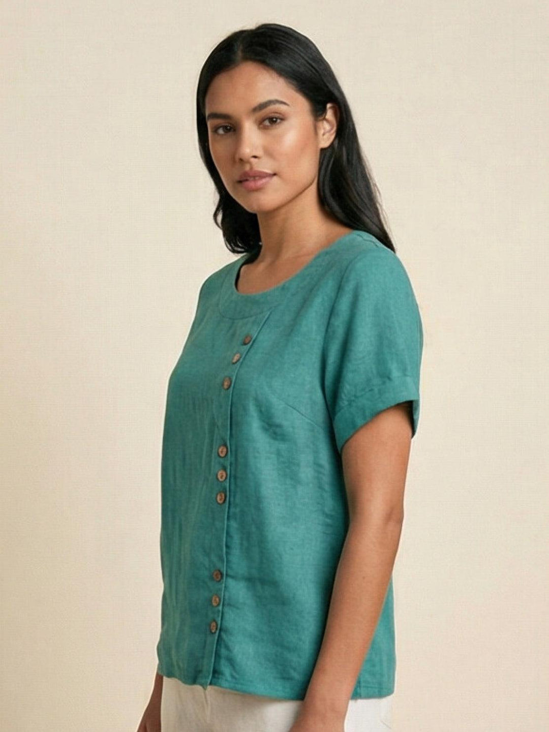 Relaxed Fit Pure Cotton Button-Up T-Shirt