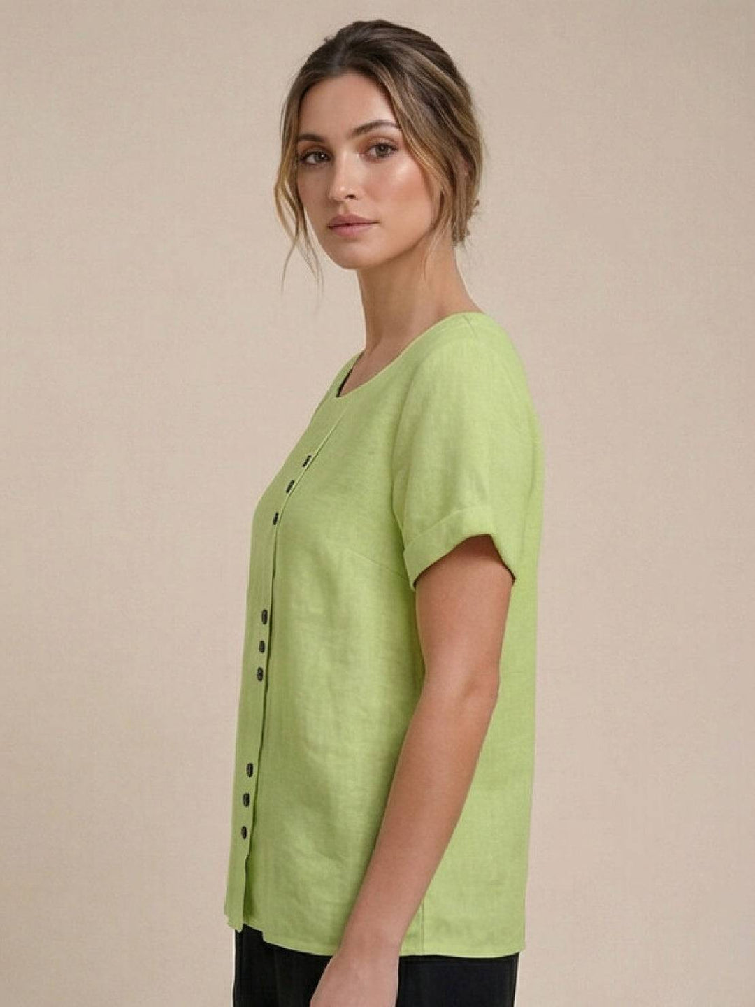 Relaxed Fit Pure Cotton Button-Up T-Shirt
