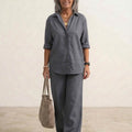 Oversized 100% Cotton Shirt and Wide-Leg Pants Co-ord Set