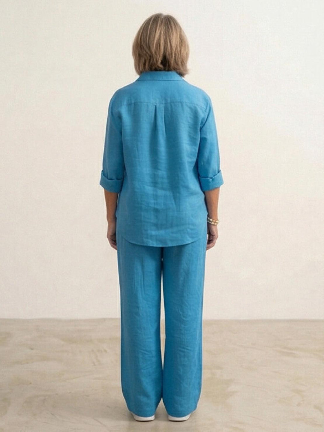 Oversized 100% Cotton Shirt and Wide-Leg Pants Co-ord Set