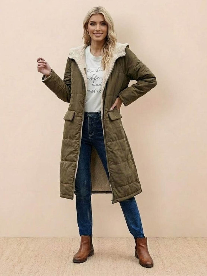 Sherpa-Lined Hooded Teddy Coat