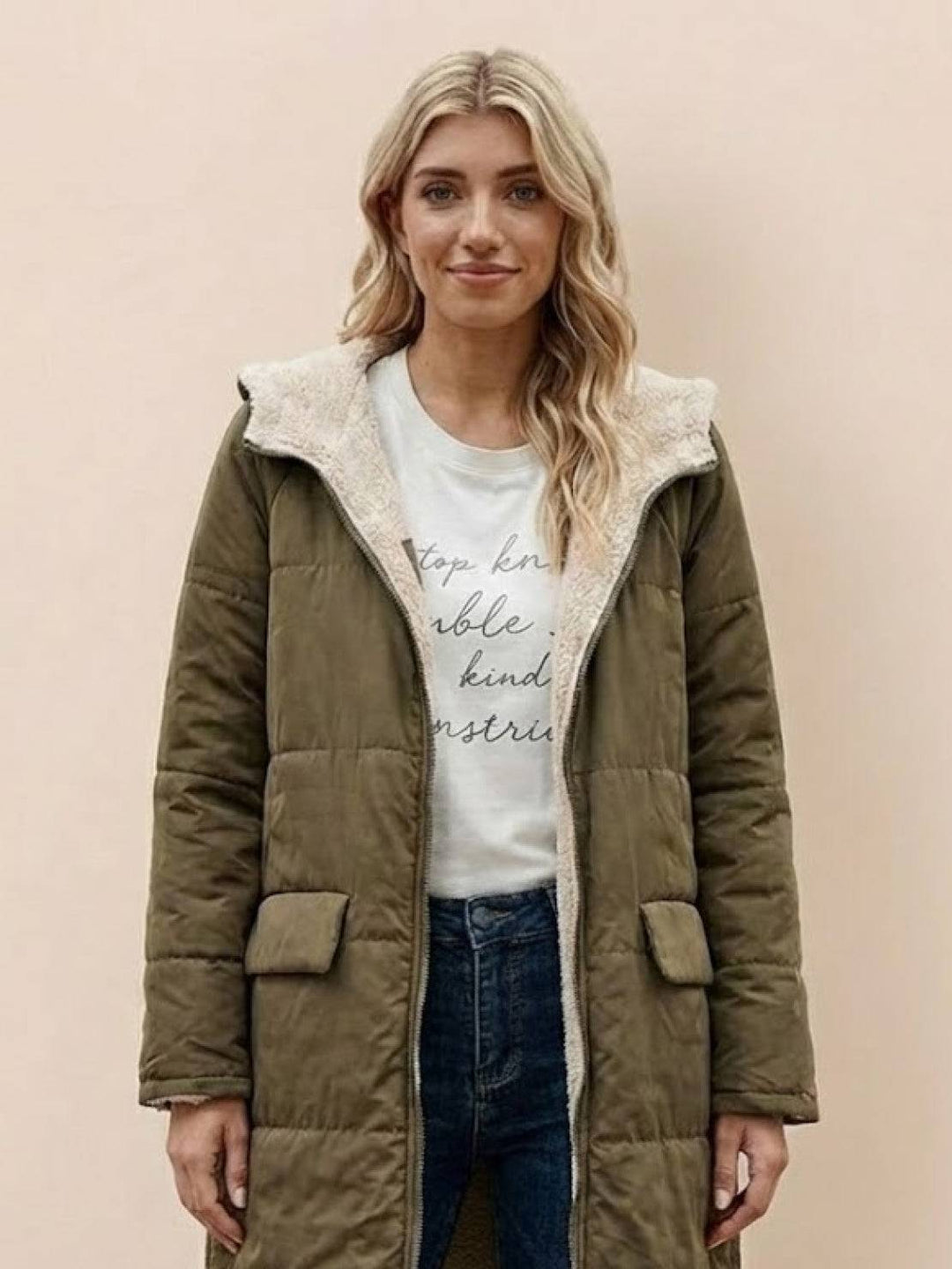 Sherpa-Lined Hooded Teddy Coat