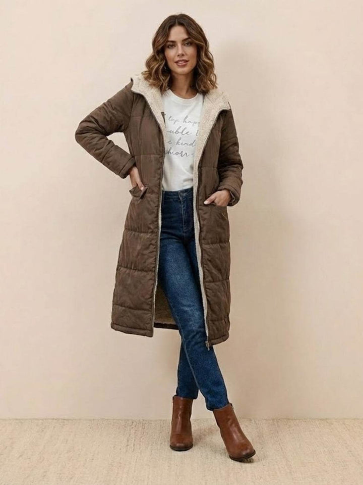 Sherpa-Lined Hooded Teddy Coat