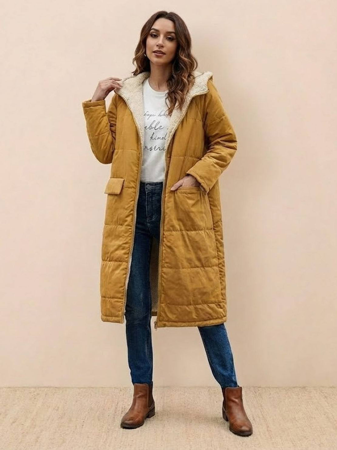 Sherpa-Lined Hooded Teddy Coat