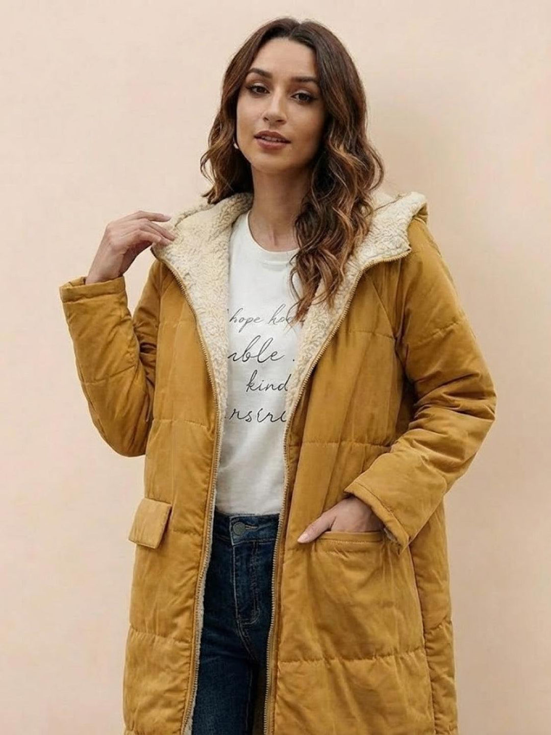 Sherpa-Lined Hooded Teddy Coat