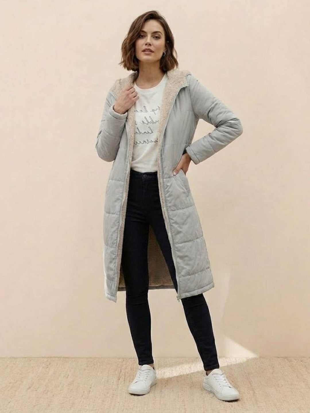 Sherpa-Lined Hooded Teddy Coat