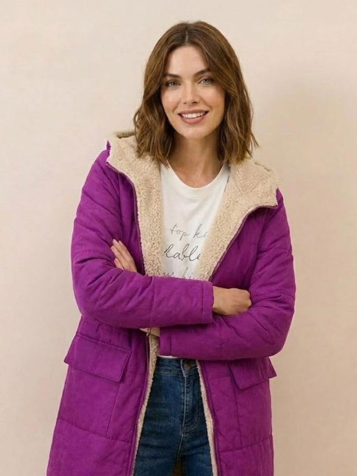 Sherpa-Lined Hooded Teddy Coat
