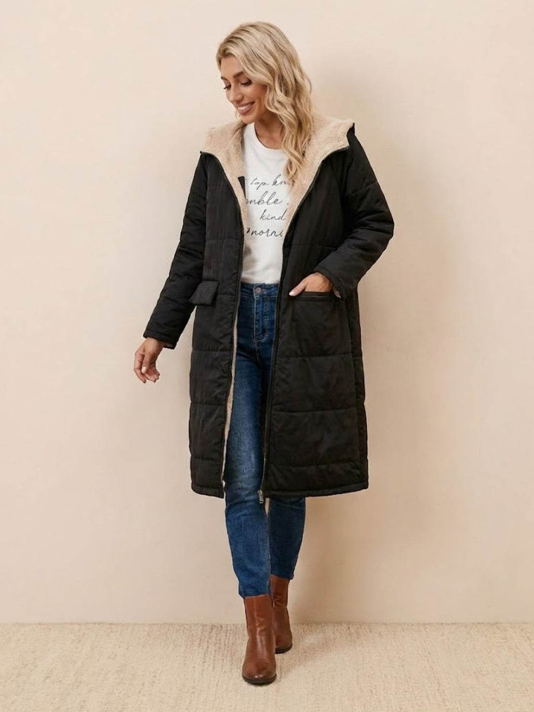 Sherpa-Lined Hooded Teddy Coat