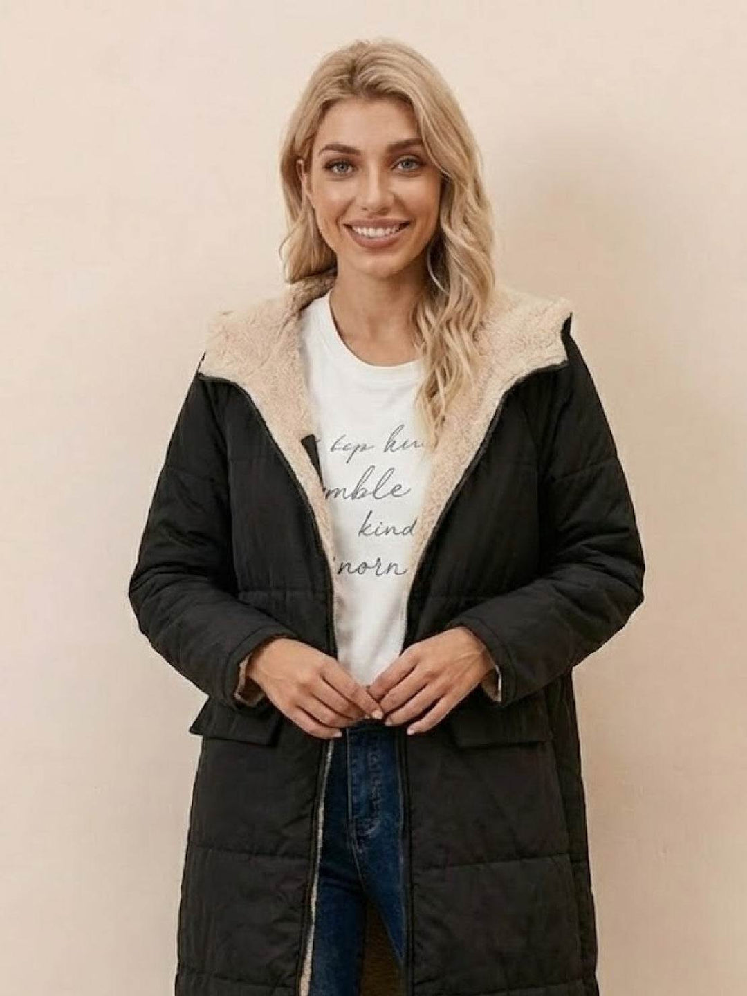 Sherpa-Lined Hooded Teddy Coat