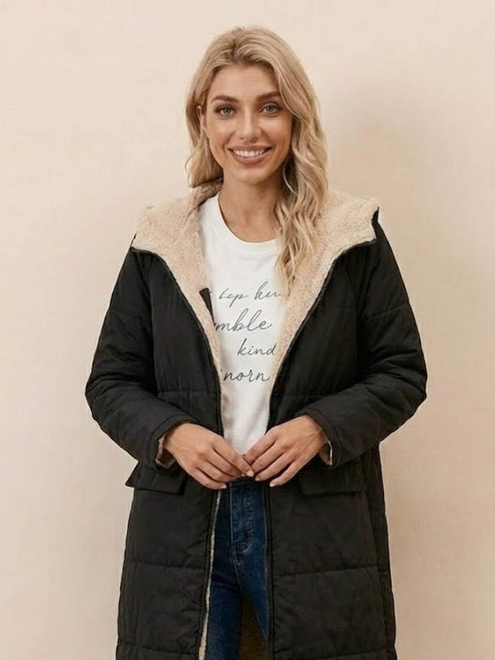 Sherpa-Lined Hooded Teddy Coat