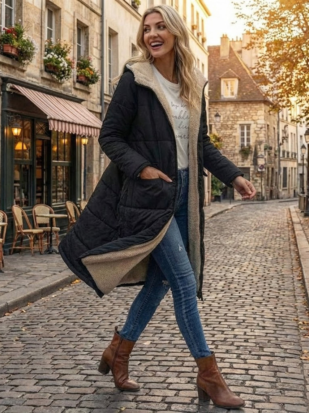 Sherpa-Lined Hooded Teddy Coat