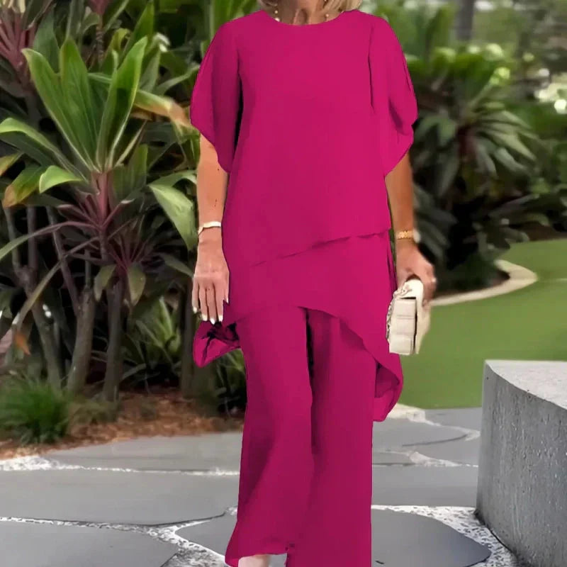 Elegant Draped Palazzo Pants Set