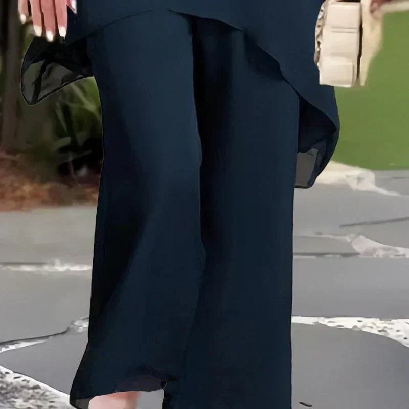Elegant Draped Palazzo Pants Set