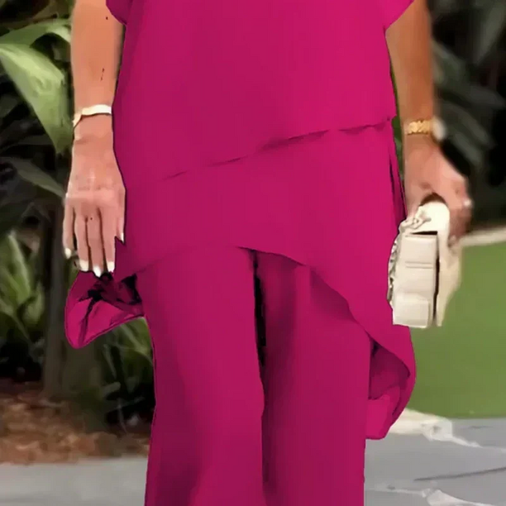 Elegant Draped Palazzo Pants Set